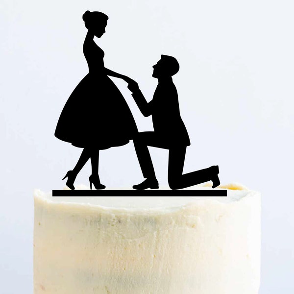 Proposal |  Engagement Cake | Fiancé and  fiancée Cake Topper | Wedding Cake | Husband and Wife Cake