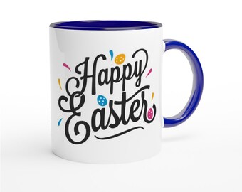 Happy Easter Mug | Easter Coffee Cup | Happy Easter Coffee Cup | Colorful Mug | Colored Rim Mug