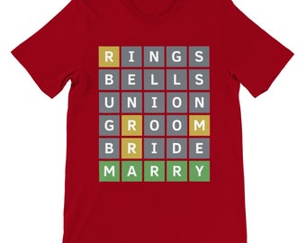 Wordle T-shirt | Marriage Proposal Rings Wedding Fiancée | Premium Unisex Crewneck T-shirt