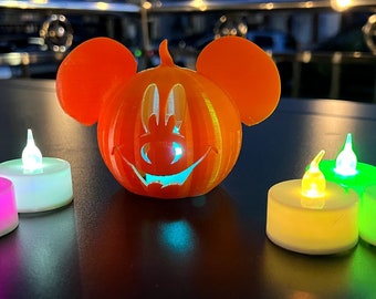 Halloween Mickey Pumpkin, includes glowing LED tealight