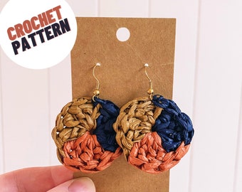 PATTERN | Crochet Earrings | Raffia Yarn | Easy Jewelry | Quick Pattern | For Beginners | Video tutorial | Accessory | Gift | Fall