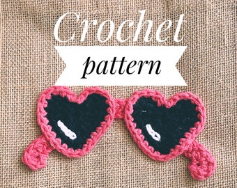 PATTERN | Crochet Heart Sunglasses PDF Pattern | Beginner friendly | Trendy | Glamour | Gift for Her | Summer | Applique | Pink | Simple