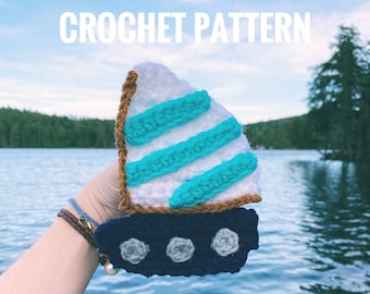 PATTERN | Crochet Sailboat Applique | Nautical | Crochet for Woman | Beginner Crochet | Decor | Boy Gift | Baby Crochet Pattern |