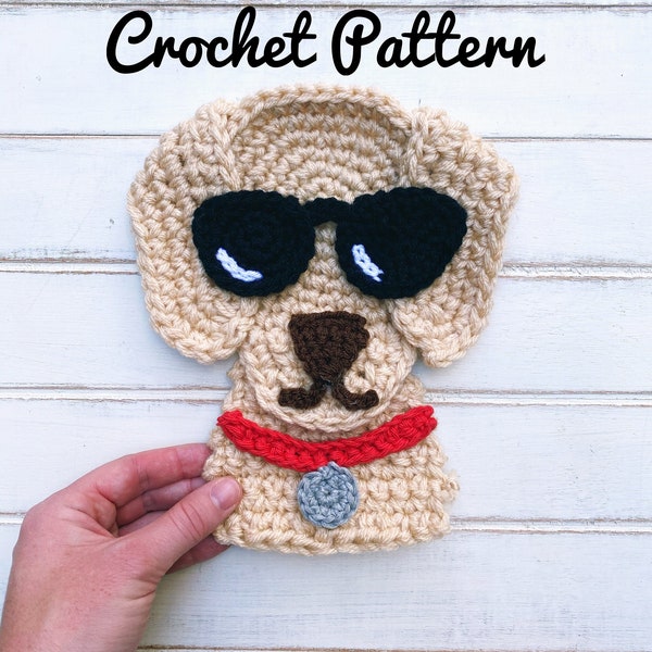 PATTERN | Crochet Dog Applique | Yellow Lab | Labrador Retriever | Cute Crochet | Dog Lover | Simple Quick Pattern |