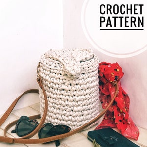 Crochet Environmentally Friendly Pattern, Crochet Bucket Bag, Trendy Crochet Pattern, Crochet for Her, Make your own bag, DIY, t-shrt yarn image 3