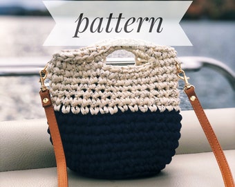 Crochet PDF Pattern, Easy Crochet Bag, Crochet Tote Bag, T-Shirt Yarn Tote, Gift Cross Body Bag, Simple Crochet,Quick Project,  Beginner