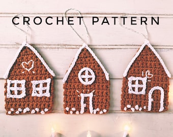 PATTERN | Crochet Christmas Ornament | Gingerbread House | Holiday Pattern | Cookie Ornament | Beginner | Simple | Fun Gift | PDF Download