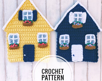 PATTERN | Crochet House | Cottage | Applique | Beginner | Easy | Customize | Gift | Mother's Day | Modern Crochet | Simple | Quick | Flower