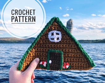 PATTERN | Crochet Log Cabin | A Frame | Modern Crochet | Rustic | Outdoors | Woodsy | Lake Life | Simple | Beginner | Applique |