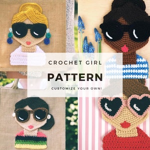 Crochet Patterns, Doll Face, Crochet For Woman, Crochet Appliqué, Crochet Portrait Art, Crochet Girl Doll, PDF Crochet Pattern Easy