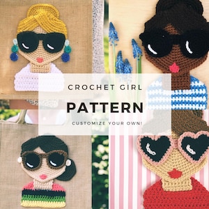 Crochet Patterns, Doll Face, Crochet For Woman, Crochet Appliqué, Crochet Portrait Art, Crochet Girl Doll, PDF Crochet Pattern Easy image 1