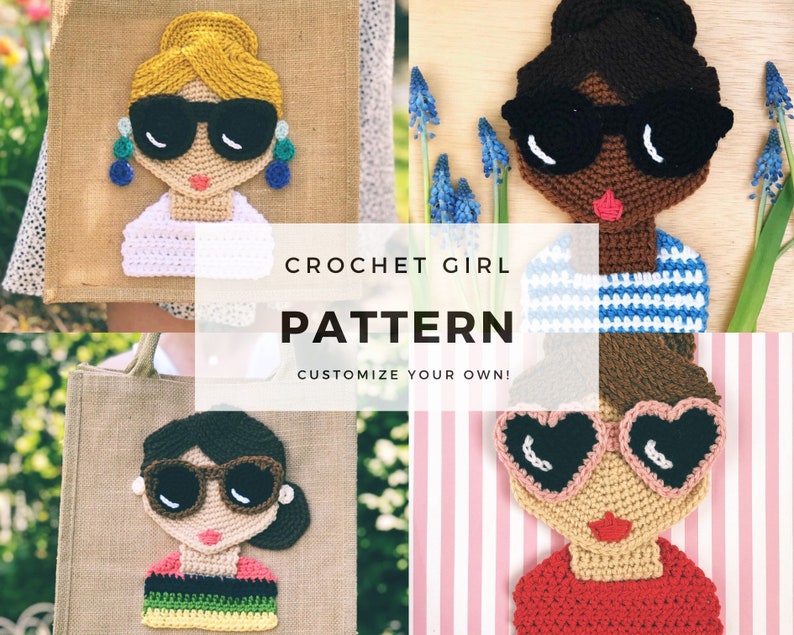 Crochet Patterns, Doll Face, Crochet For Woman, Crochet Appliqué, Crochet Portrait Art, Crochet Girl Doll, PDF Crochet Pattern Easy image 1
