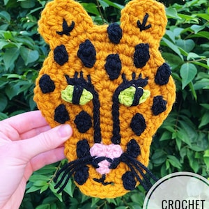 Padrão de aplique de leopardo em crochê | Animal da selva fácil (Download em PDF)