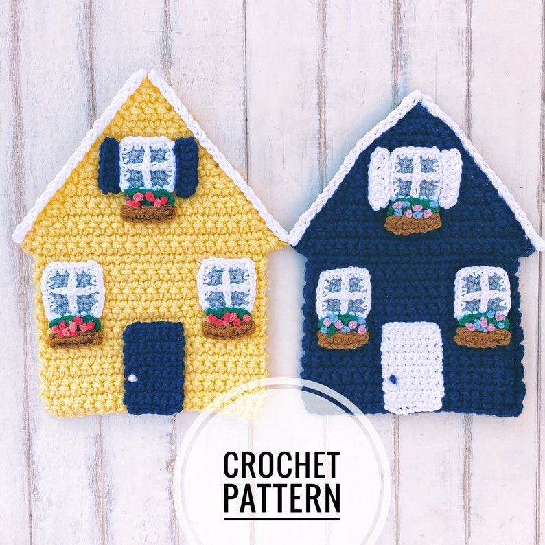 PATTERN Crochet House Cottage Applique Beginner Easy Customize Gift Mother's Day Modern Crochet Simple Quick Flower image 1