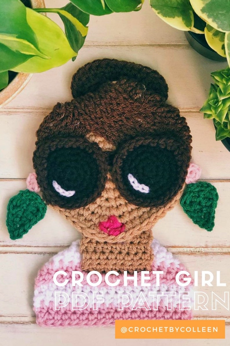 Crochet Patterns, Doll Face, Crochet For Woman, Crochet Appliqué, Crochet Portrait Art, Crochet Girl Doll, PDF Crochet Pattern Easy image 9