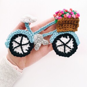 PATTERN Crochet Bicycle Applique Pattern Flower Basket Cute Crochet Modern Easy Beginner Crochet image 2