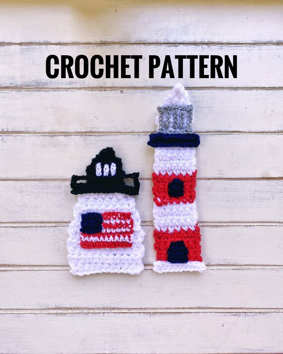 PATTERN Crochet Lighthouse Applique Coastal Nautical Etsy