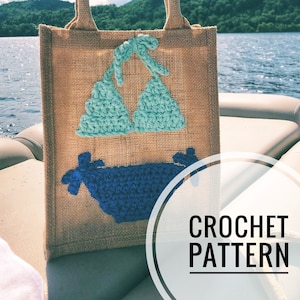 Crochet Applique Pattern, Crochet Bikini, PDF Directions, Beginner Crochet, Easy Pattern, Quick Project, Crocheted Bathing Suit, US Terms