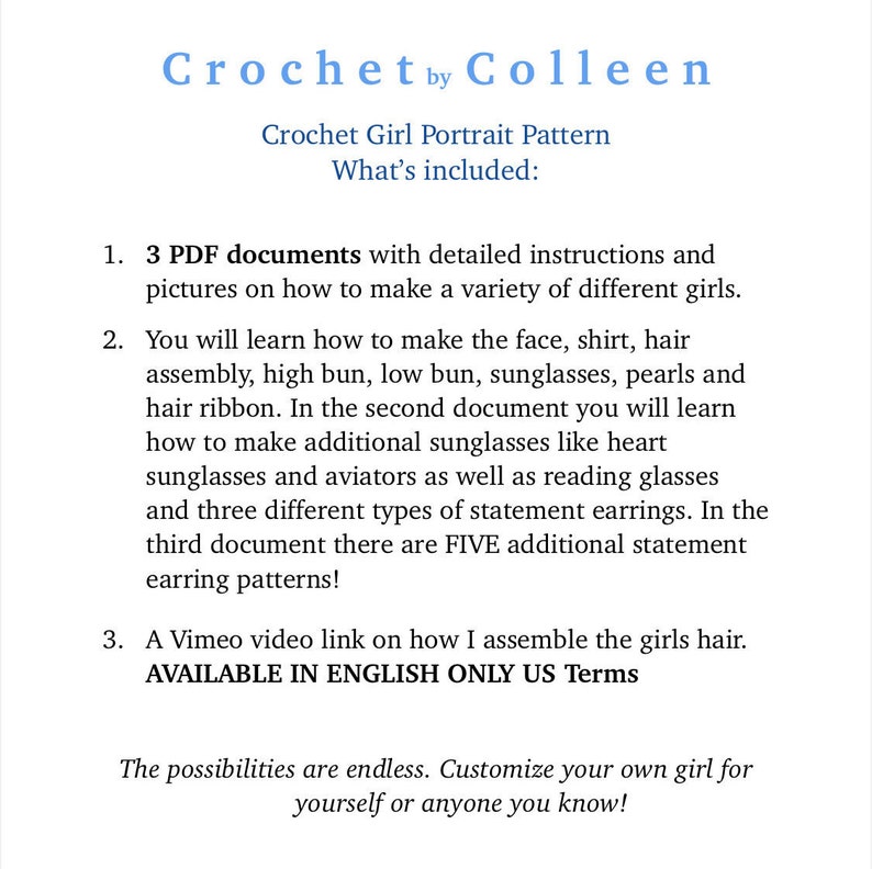 Crochet Patterns, Doll Face, Crochet For Woman, Crochet Appliqué, Crochet Portrait Art, Crochet Girl Doll, PDF Crochet Pattern Easy image 3