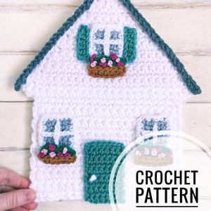 PATTERN Crochet House Cottage Applique Beginner Easy Customize Gift Mother's Day Modern Crochet Simple Quick Flower image 2