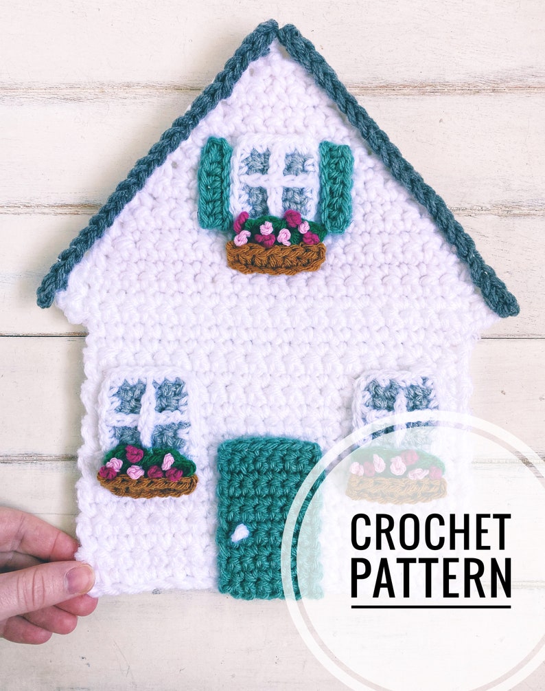 PATTERN Crochet House Cottage Applique Beginner Easy Customize Gift Mother's Day Modern Crochet Simple Quick Flower image 2