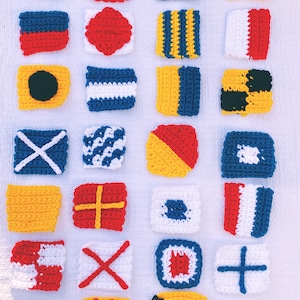 PATTERN | Crochet Nautical Flag Appliques | Crochet for Woman | New England Style | Coastal Flags | Simple Crochet | Beginner Crochet |