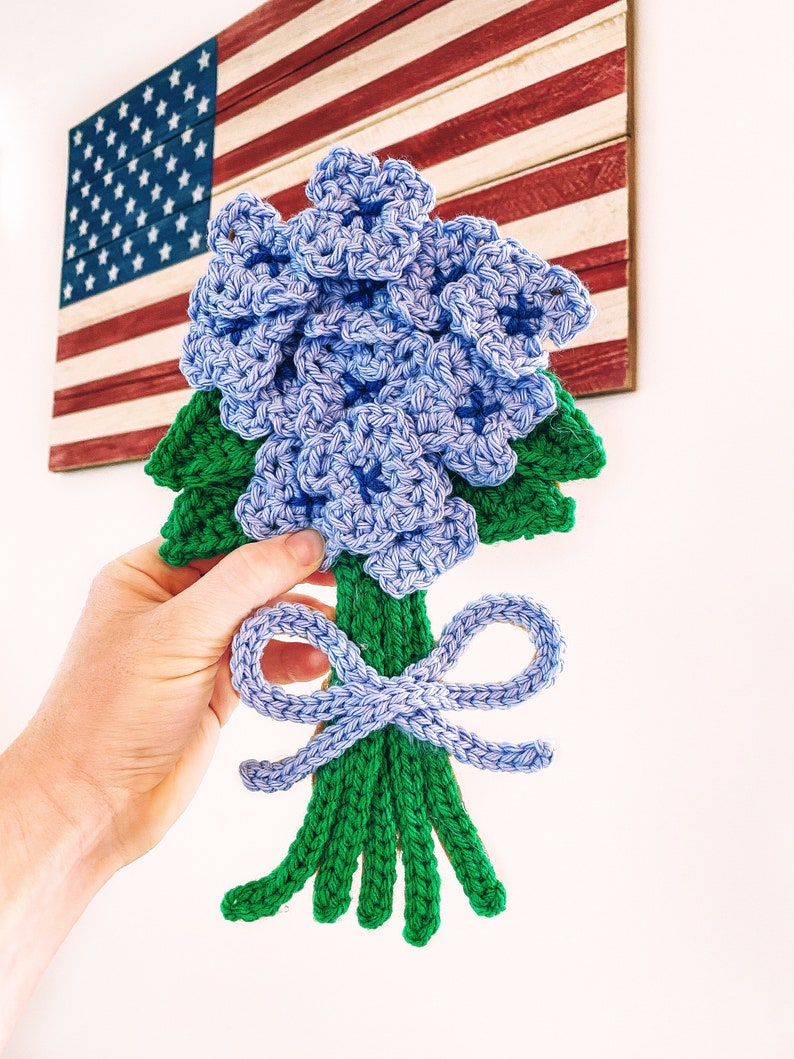 PATTERN Crochet Hydrangea Bouquet Applique Flower Pattern Beginner Pattern Fun Modern Preppy Gift for Mom Easy and Quick image 1