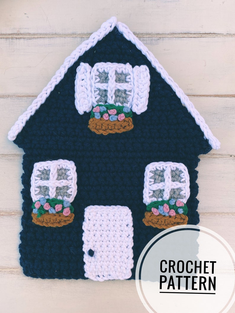 PATTERN Crochet House Cottage Applique Beginner Easy Customize Gift Mother's Day Modern Crochet Simple Quick Flower image 4