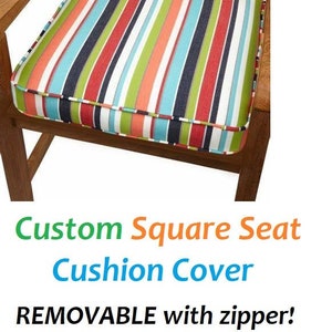 Custom Square Seat Cushion Cover ~ Removable with Zipper! ~ We Create CUSTOM Cover for you! ~ Materials & Shipping not included