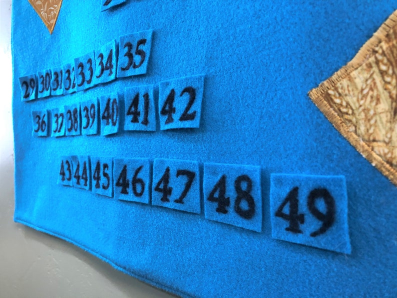 Interactive omer counting calendar blue felt wall hanging etsy