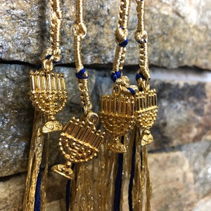 Gold Menorah Tzit-Tzits/Tassels