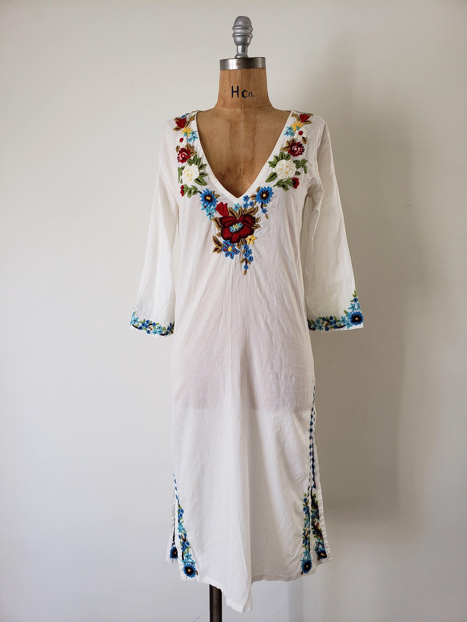 Señorita Tunic Dress 1970s Vintage Mexican Embroidered | Etsy