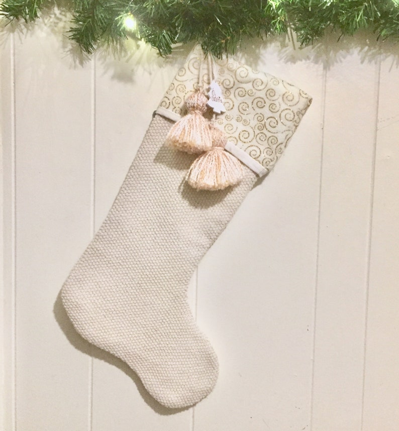 Christmas decoration Stocking Ivory White Elegant Christmas Stockings white Stocking Holiday Decor Christmas Stocking