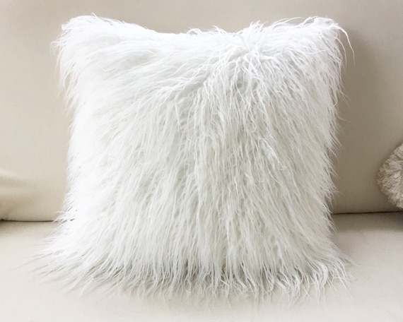 Luxury white faux fur pillow Decorative White Faux Fur Body Pillow Case Cover
