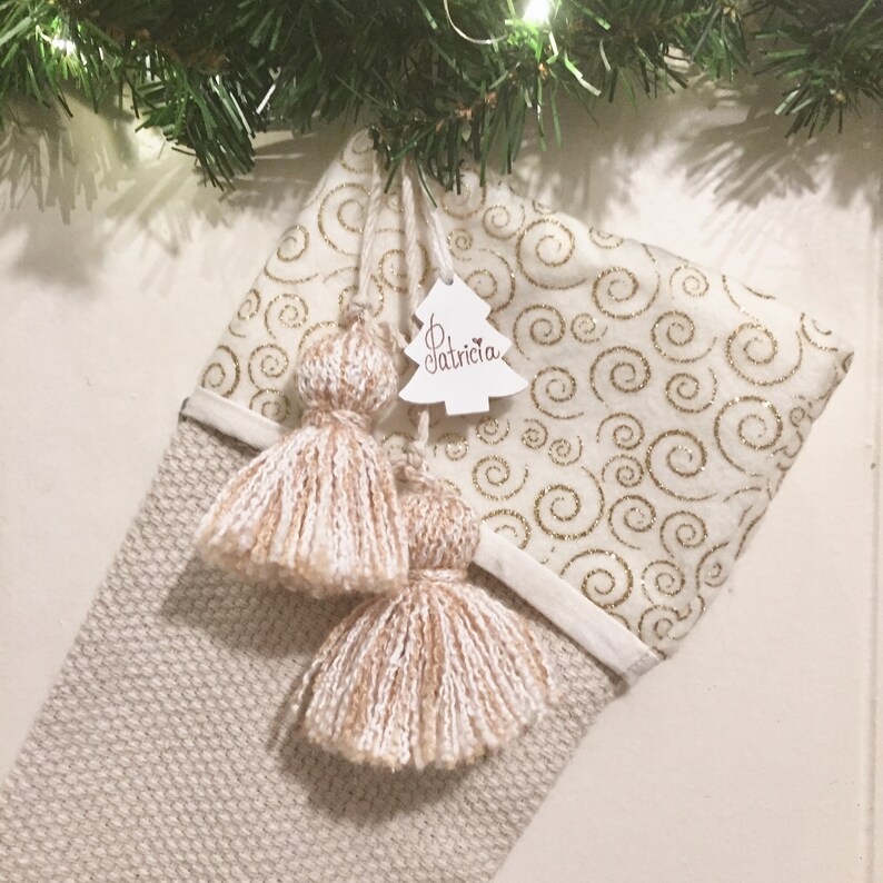 Christmas decoration Stocking Ivory White Elegant Christmas Stockings white Stocking Holiday Decor Christmas Stocking