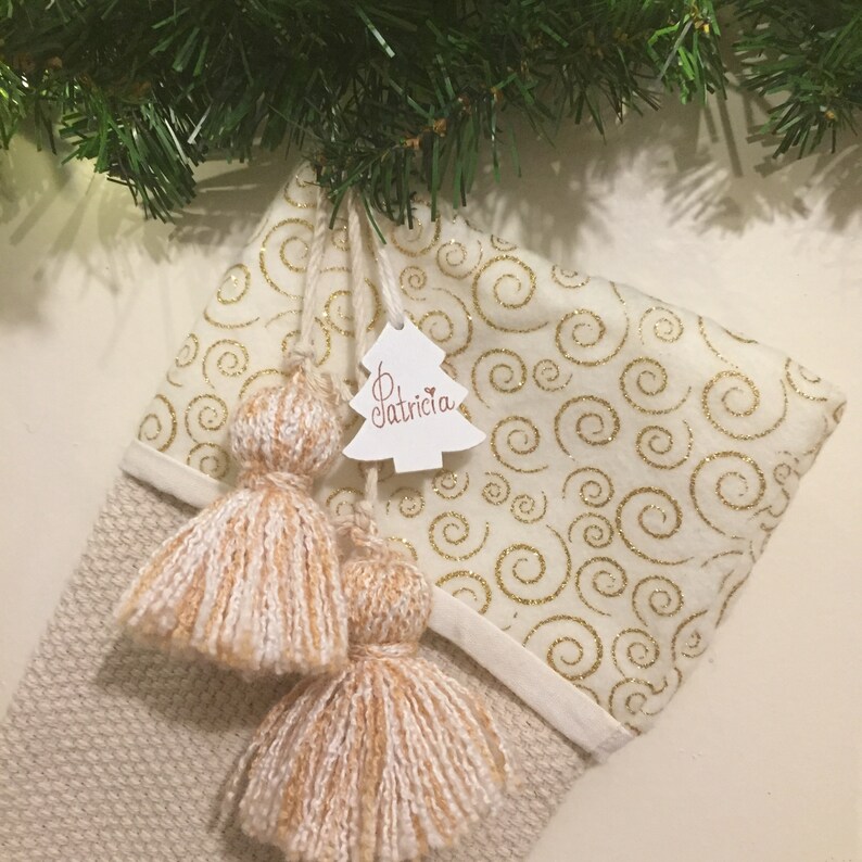 Christmas decoration Stocking Ivory White Elegant Christmas Stockings white Stocking Holiday Decor Christmas Stocking