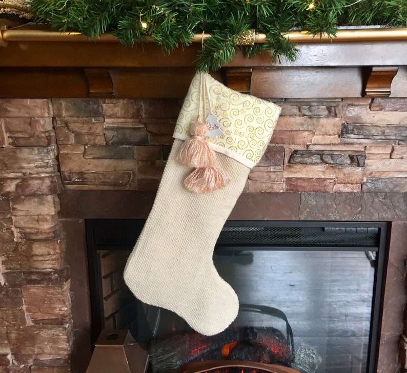 Christmas decoration Stocking Ivory White Elegant Christmas Stockings white Stocking Holiday Decor Christmas Stocking