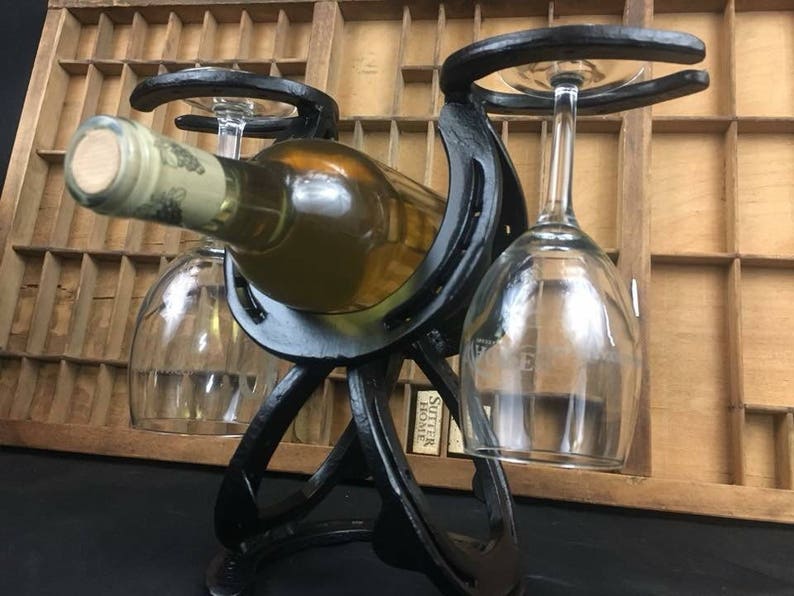 Wine Rack Horseshoe Decor Wine Lover Gift Wine Caddy Etsy