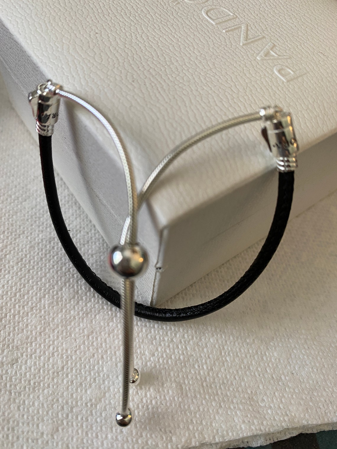 Pandora Bracelet Black Leather Slider Bracelet One Size Fits Etsy