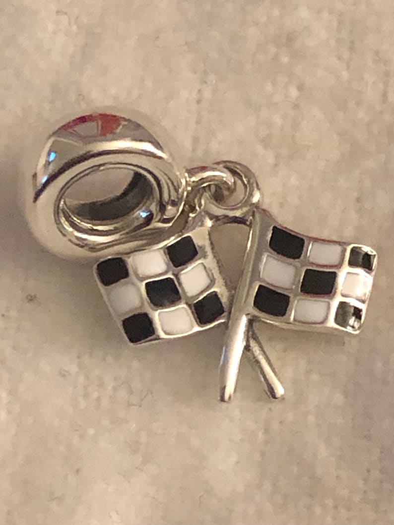 Pandora Charms Racing Charm Finish Line Checkered Flag Etsy