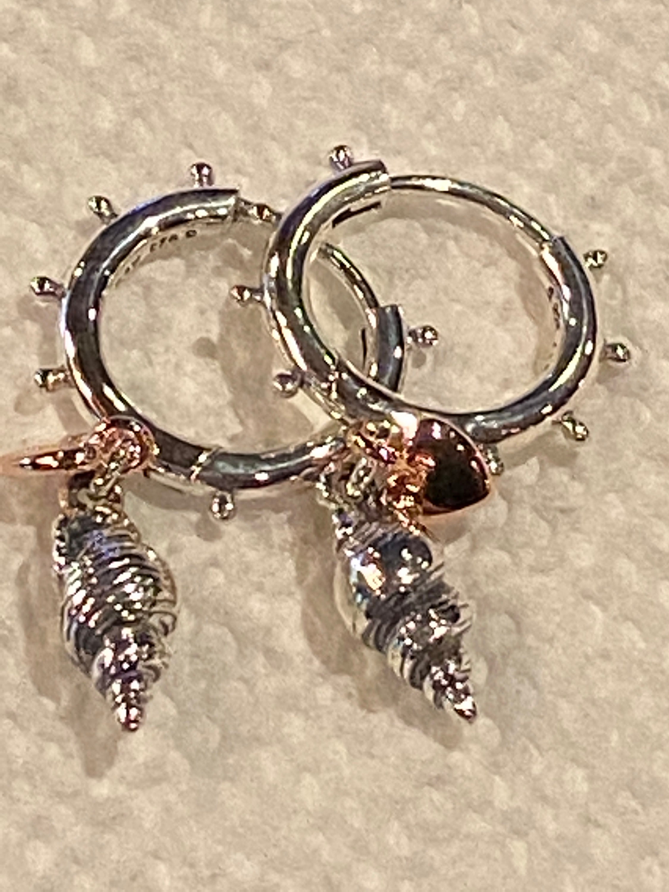 Pandora Earrings Conch Shell and Heart 
