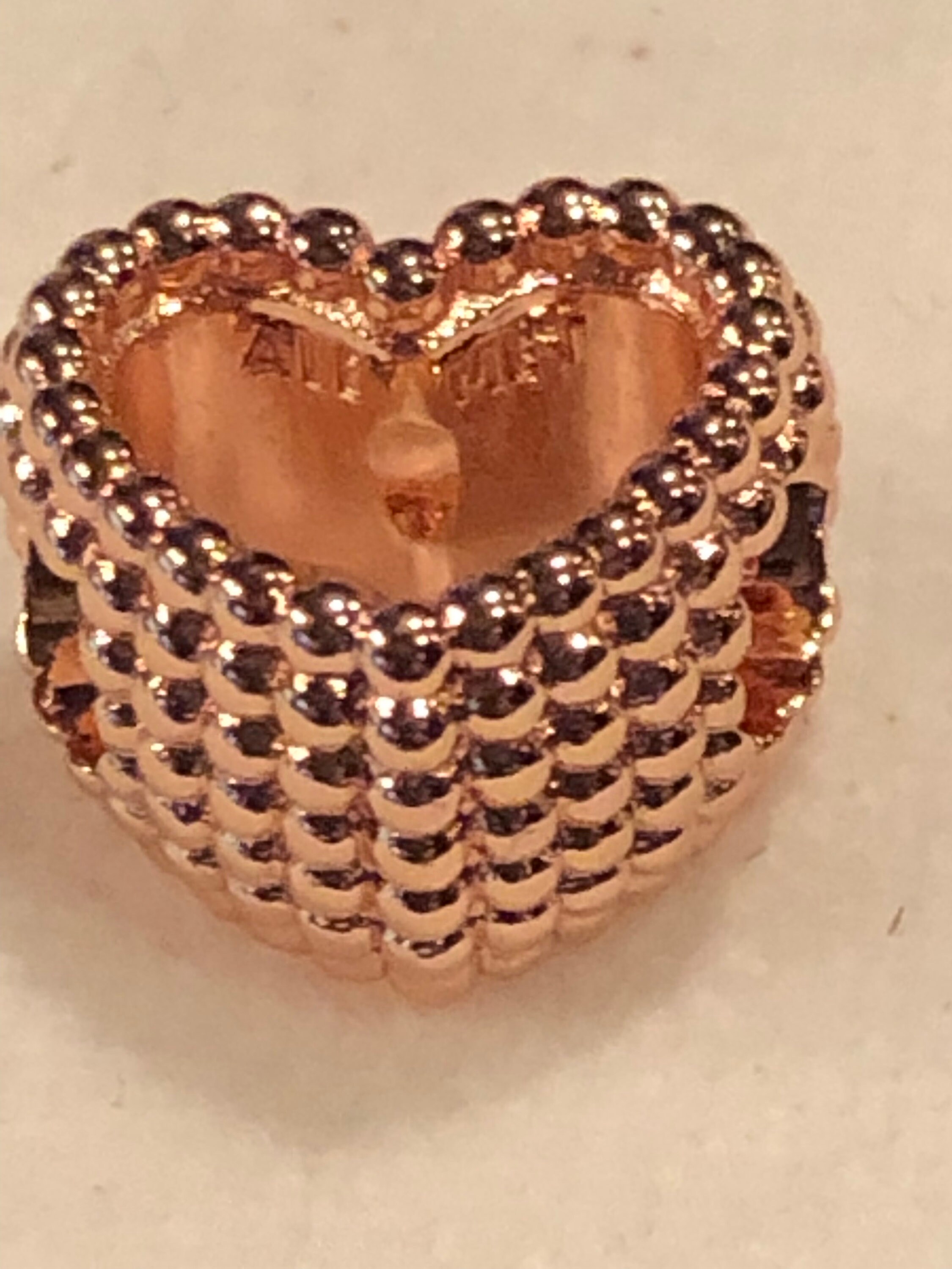 Pandora Charms Beaded Heart Charm Rose Gold Charms Love Etsy
