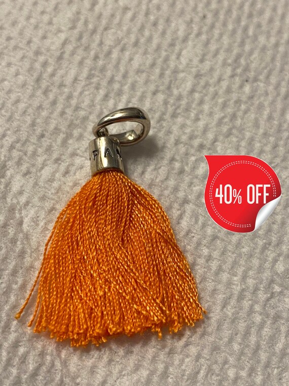 Pandora Charms Orange Fabric Tassel Dangle | Etsy