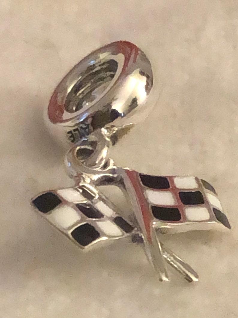 Pandora Charms Racing Charm Finish Line Checkered Flag Etsy