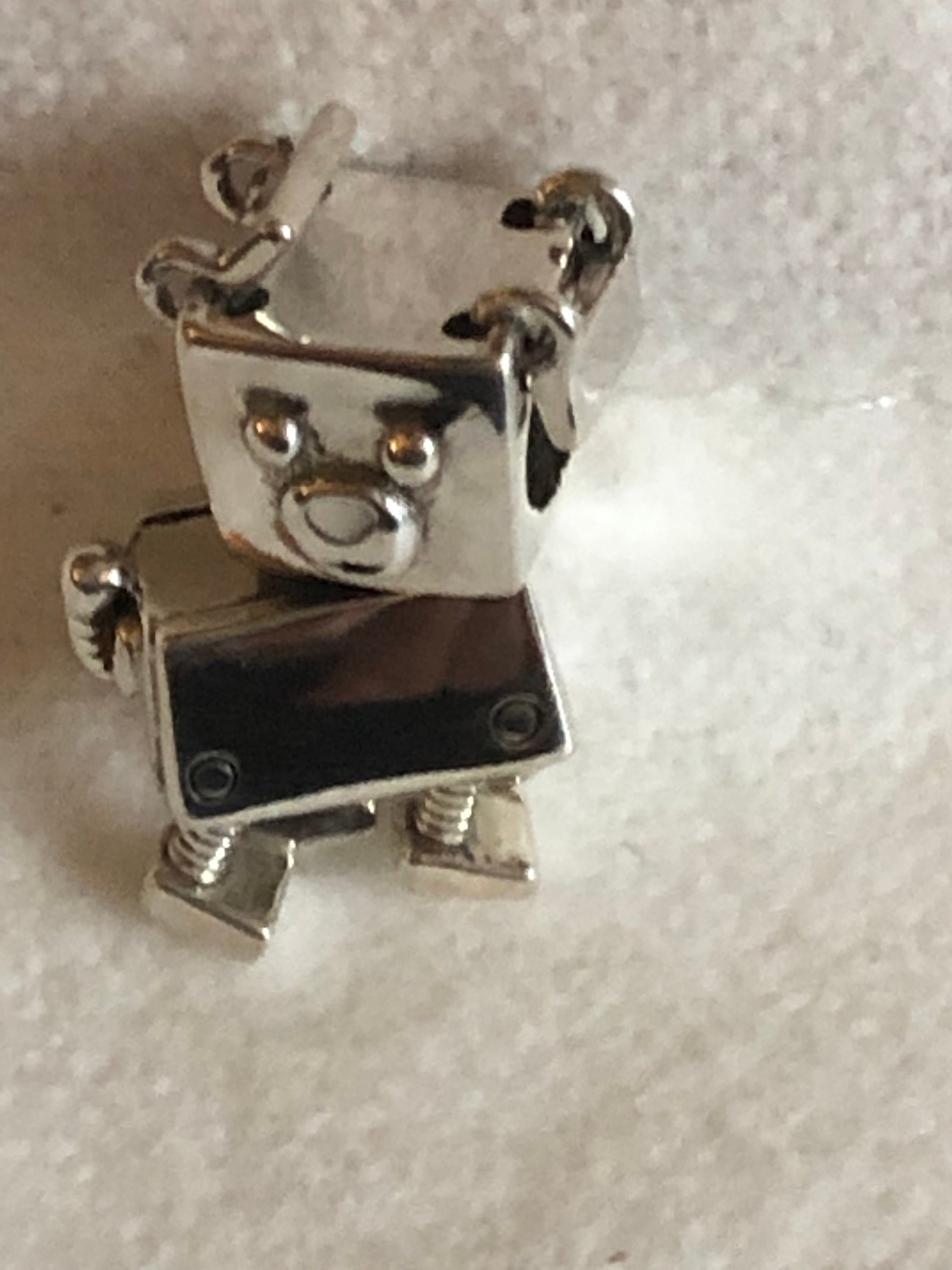 925 Sterling Silver Bobby Bot Charm White Enamel Fit European Bracelet 925 Sterling Silver Bobby Bot Charm White Enamel Fit European Bracelet