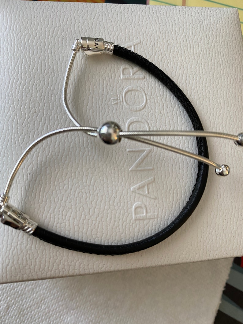 Pandora Bracelet Black Leather Slider Bracelet One Size Fits | Etsy