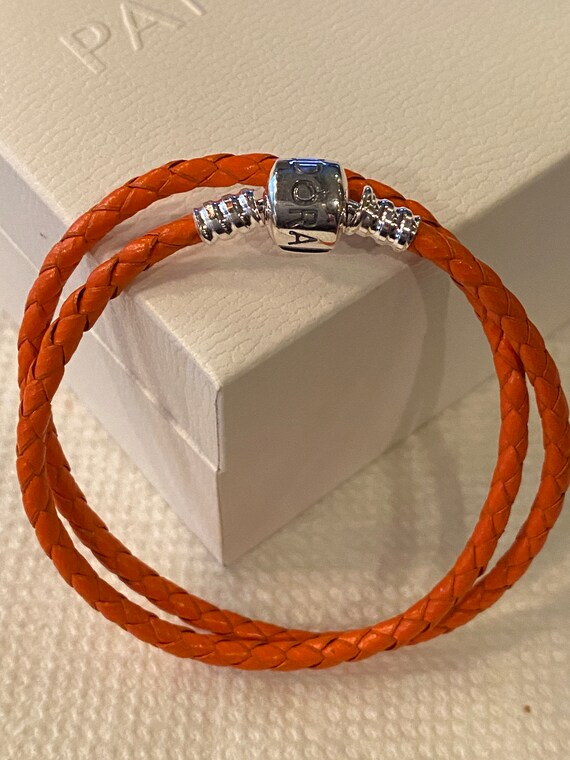 Bracelet Pandora cuir orange vif bracelet double | Etsy Bracelet Pandora cuir orange vif bracelet double | Etsy