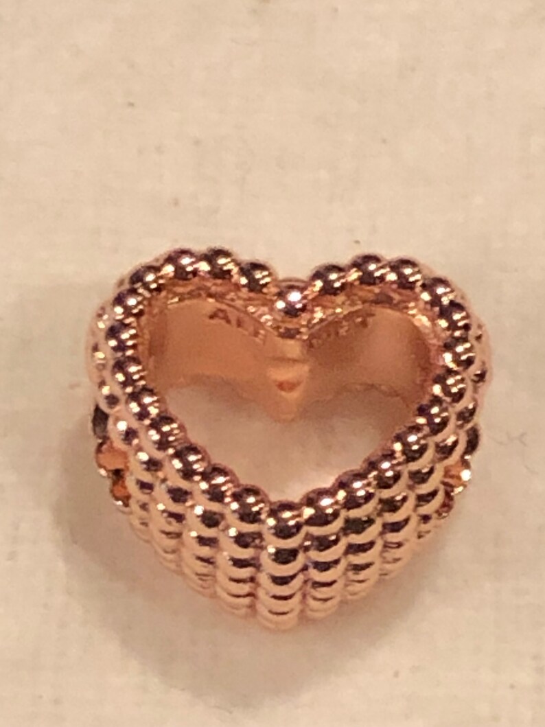 Pandora Charms Beaded Heart Charm Rose Gold Charms Love Etsy