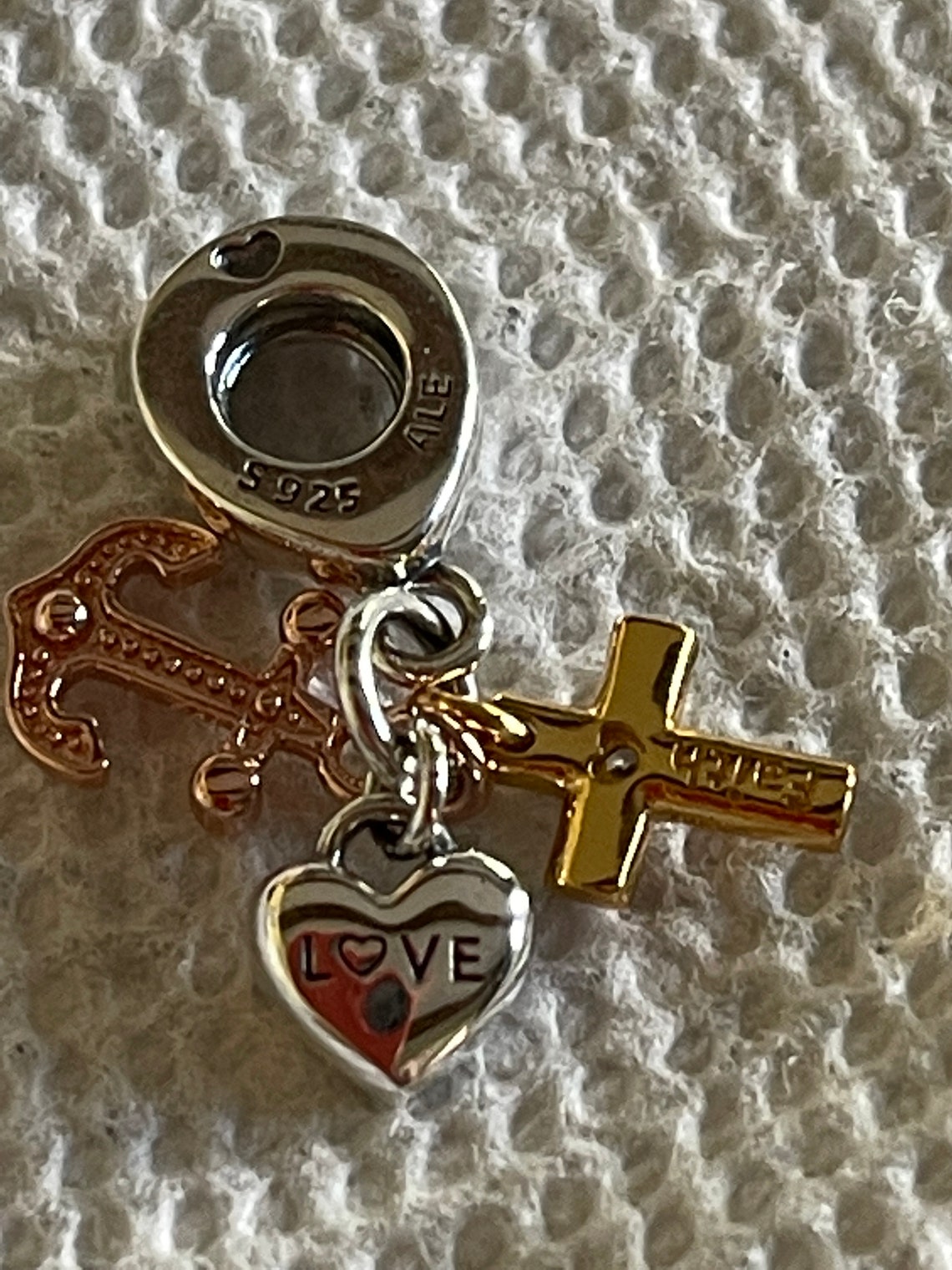 Pandora Charms Kreuz Herz und Anker baumeln Liebe Charme