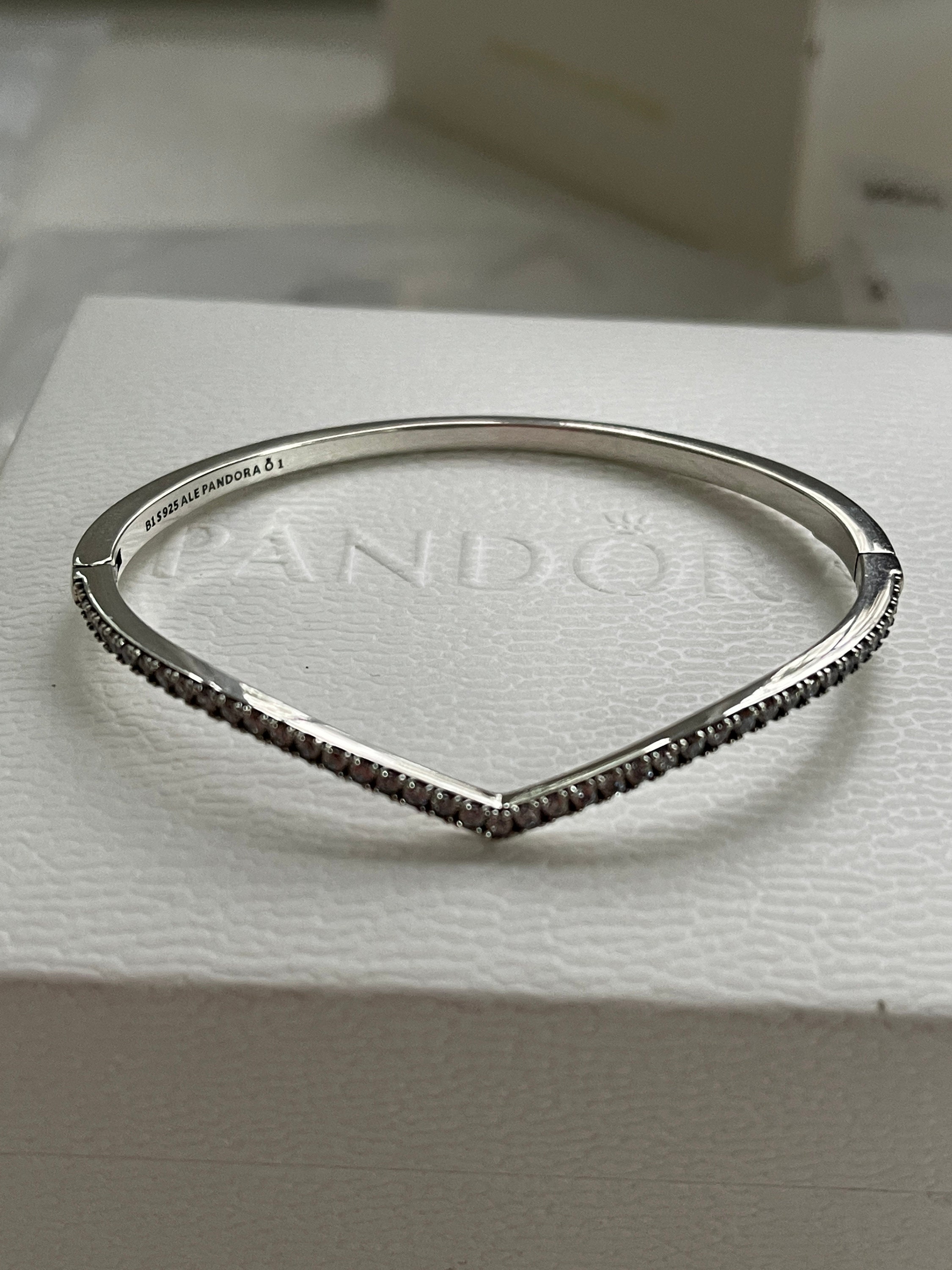 Pandora Bracelet Sparkling Wishbone Bangle Sterling Silver | Etsy